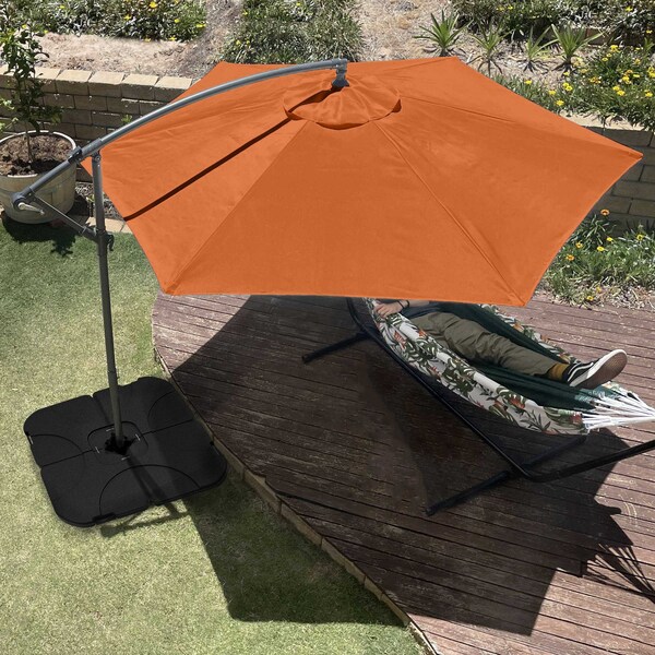 Pure Garden 10 Ft Offset Umbrella with Square Base, Terracotta 50-LG1055B - main